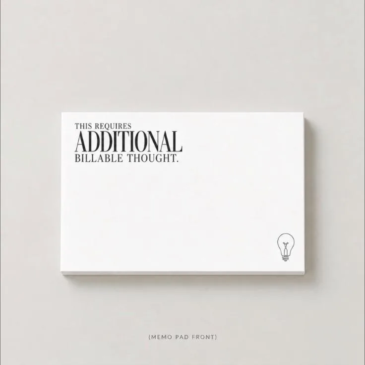 Memo pad reading This requires additional billable thought