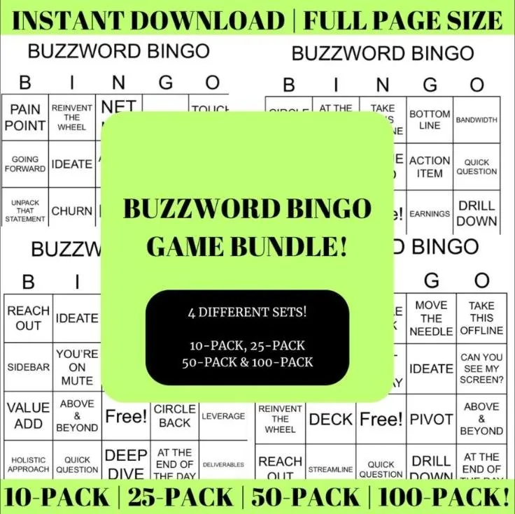 Printable Buzzword Bingo game cards