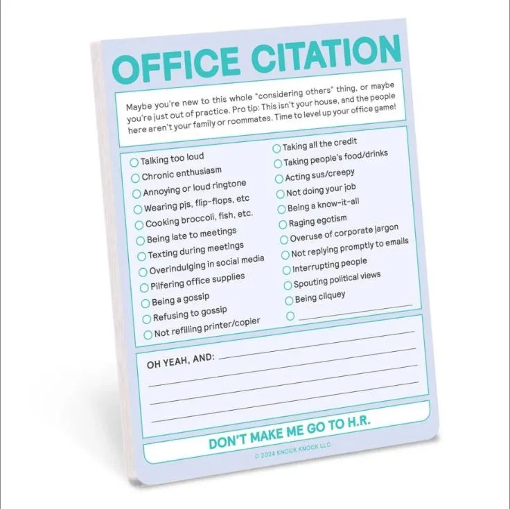Office Citation notepad with tick boxes for office offences
